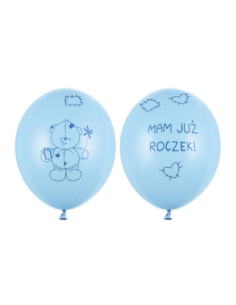 Balony 30cm Miś - mam już..., P. Baby Blue (1 op. / 6 szt.)