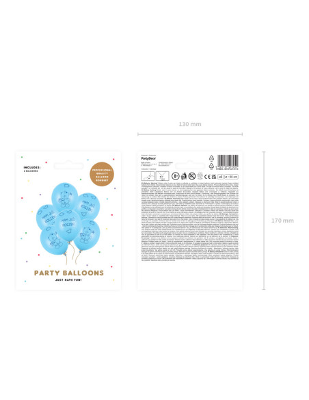 Balony 30cm Miś - mam już..., P. Baby Blue (1 op. / 6 szt.)