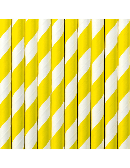 Słomki papierowe, żółty, 19,5cm (1 op. / 10 szt.)