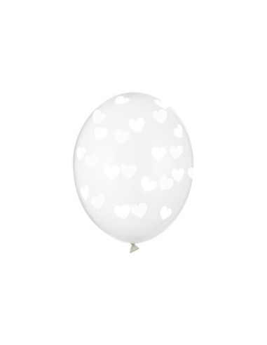 Balony 30cm, Serduszka, Crystal Clear (1 op. / 50 szt.)