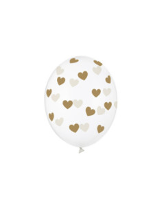 Balony 30cm, Serduszka, Crystal Clear (1 op. / 50 szt.)