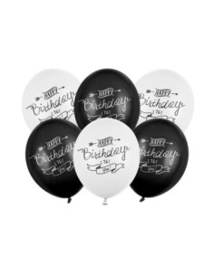 Balony 30cm, Happy Birthday, Pastel mix (1 op. / 50 szt.)