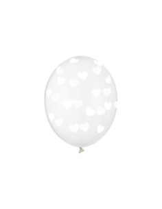 Balony 30cm, Serduszka, Crystal Clear (1 op. / 6 szt.)