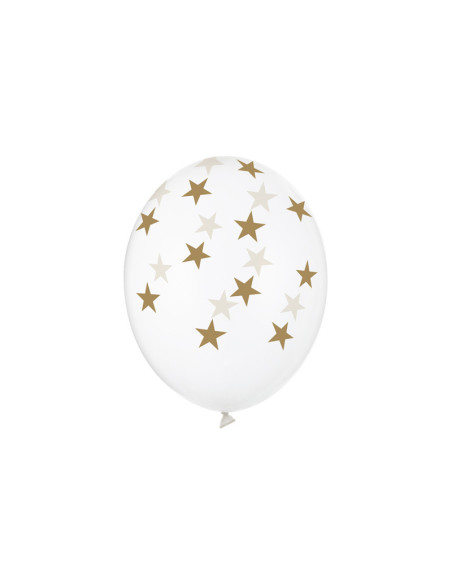 Balony 30cm, Gwiazdki, Crystal Clear (1 op. / 6 szt.)