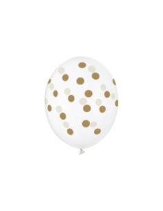 Balony 30cm, Kropki, Crystal Clear (1 op. / 6 szt.)