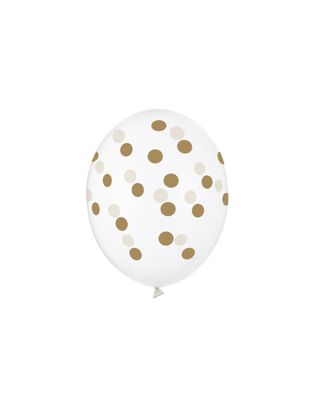 Balony 30cm, Kropki, Crystal Clear (1 op. / 6 szt.)
