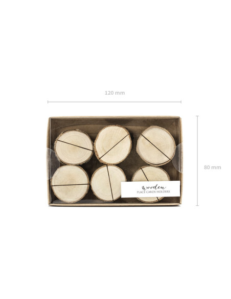 Drewniane podstawki pod wizytówki, śr. 3-4cm (1 op. / 6 szt.)