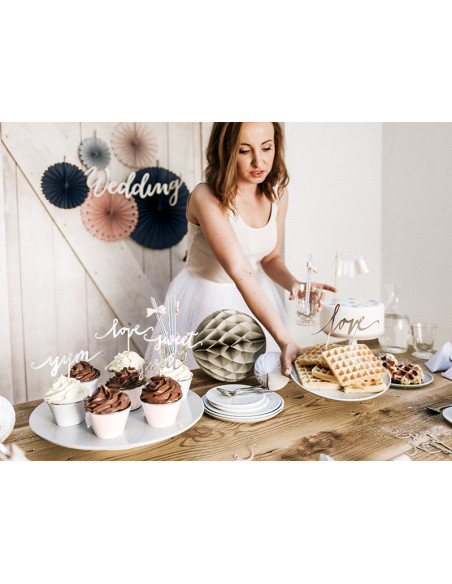 Topper na tort Love, srebrny, 17cm