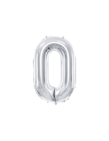 Balon foliowy Cyfra ''0'', 86cm, srebrny