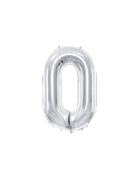 Balon foliowy Cyfra ''0'', 86cm, srebrny