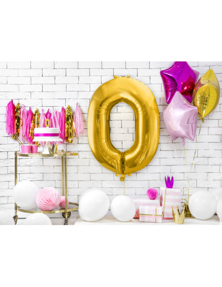 Balon foliowy Cyfra ''0'', 86cm, złoty