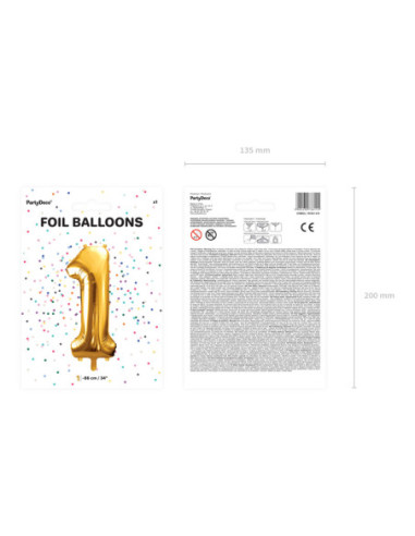 Balon foliowy Cyfra ''1'', 86cm, złoty