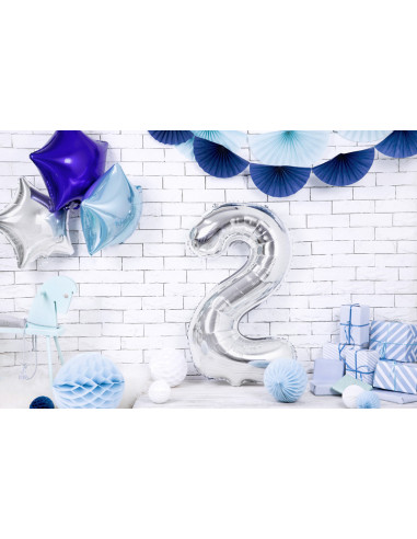 Balon foliowy Cyfra ''2'', 86cm, srebrny
