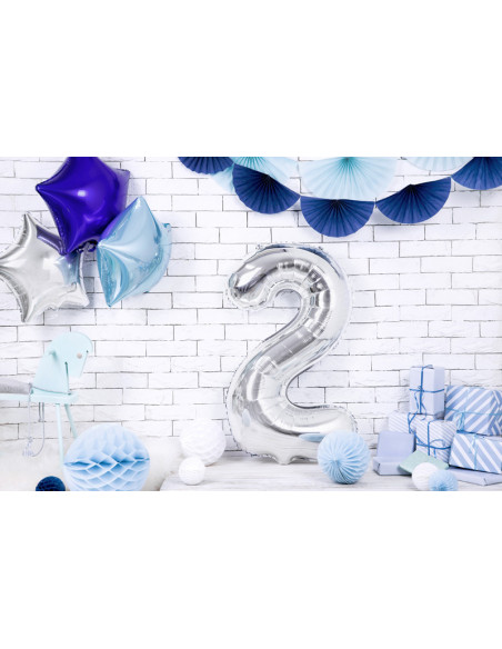Balon foliowy Cyfra ''2'', 86cm, srebrny