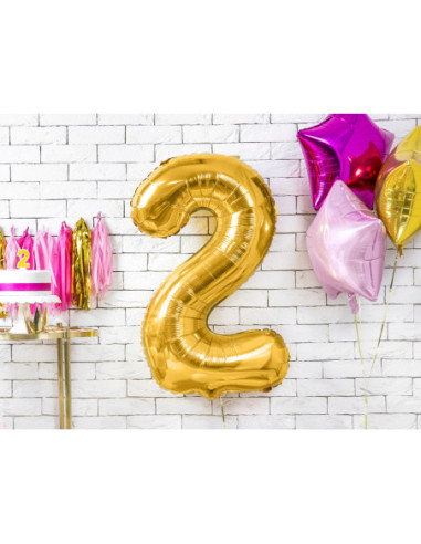 Balon foliowy Cyfra ''2'', 86cm, złoty