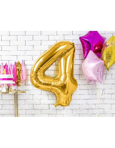 Balon foliowy Cyfra ''4'', 86cm, złoty