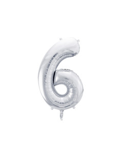 Balon foliowy Cyfra ''6'', 86cm, srebrny
