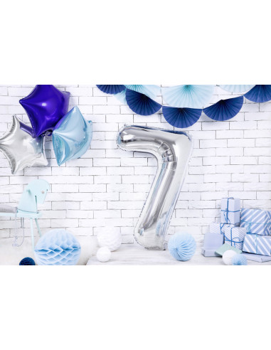 Balon foliowy Cyfra ''7'', 86cm, srebrny