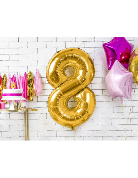 Balon foliowy Cyfra ''8'', 86cm, złoty