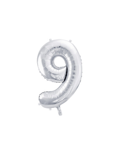 Balon foliowy Cyfra ''9'', 86cm, srebrny