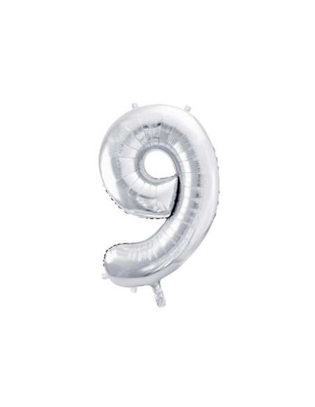 Balon foliowy Cyfra ''9'', 86cm, srebrny