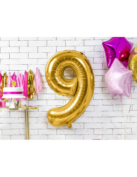 Balon foliowy Cyfra ''9'', 86cm, złoty