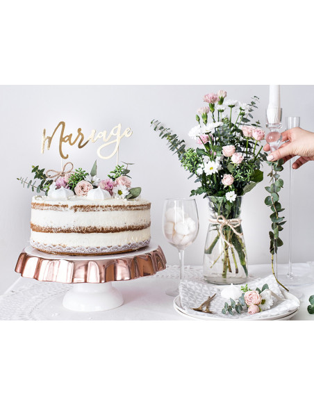 Topper na tort Mariage, złoty, 22,5cm