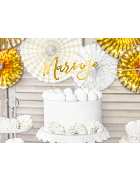 Topper na tort Mariage, złoty, 22,5cm