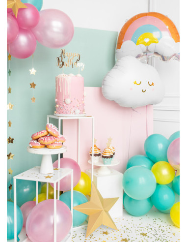 Topper na tort Happy Birthday, złoty, 22,5cm