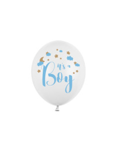 Balony 30cm, It's a Boy, Pastel Pure White (1 op. / 50 szt.)