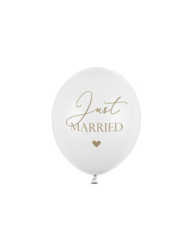 Balony 30cm, Just Married, P. Pure White (1 op. / 50 szt.)