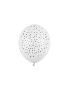 Balony 30cm, Kropki, Pastel Pure White (1 op. / 50 szt.)