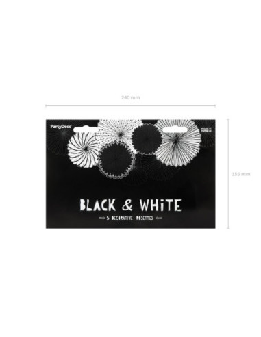 Rozety dekoracyjne Black&White, mix (1 op. / 5 szt.)