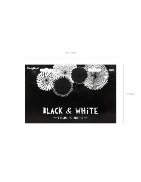 Rozety dekoracyjne Black&White, mix (1 op. / 5 szt.)