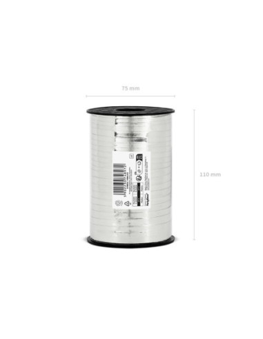 Wstążka plastikowa, srebrny, 5mm/225m