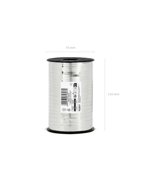 Wstążka plastikowa, srebrny, 5mm/225m