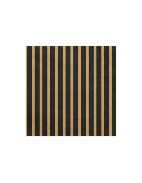 Serwetki Paski, złoty, 33x33 cm (1 op. / 20 szt.)
