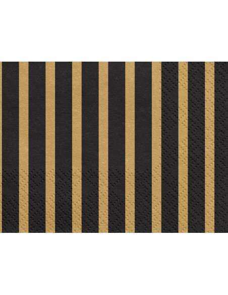 Serwetki Paski, złoty, 33x33 cm (1 op. / 20 szt.)