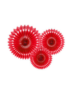 Rozety dekoracyjne, czerwony, 20-30cm (1 op. / 3 szt.)