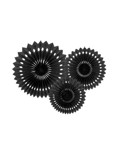 Rozety dekoracyjne, czarny, 20-30cm (1 op. / 3 szt.)