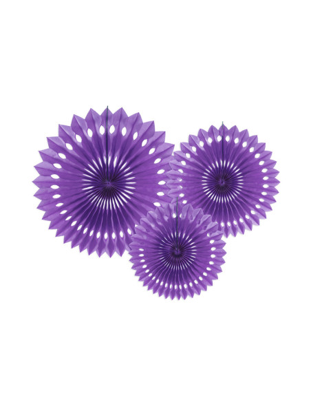 Rozety dekoracyjne, fiolet, 20-30cm (1 op. / 3 szt.)