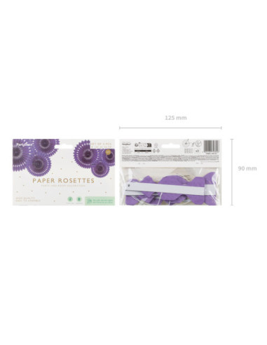 Rozety dekoracyjne, fiolet, 20-30cm (1 op. / 3 szt.)