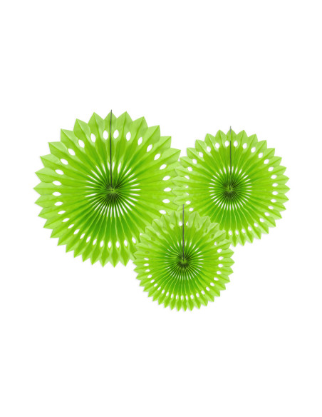 Rozety dekoracyjne, z. jabłuszko, 20-30cm (1 op. / 3 szt.)