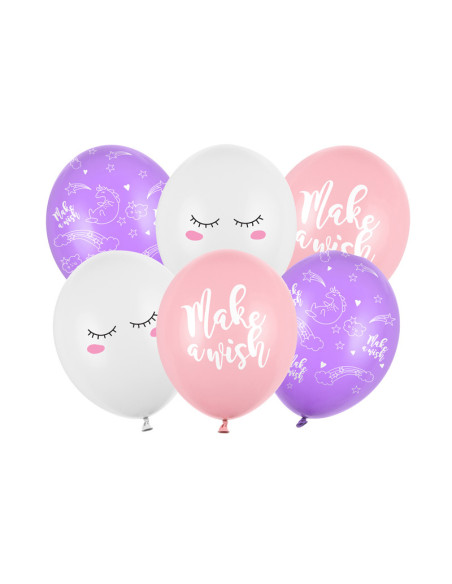 Balony 30cm, Jednorożec, mix (1 op. / 6 szt.)