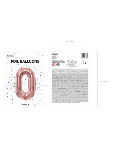 Balon foliowy Cyfra ''0'', 86cm, różowe złoto
