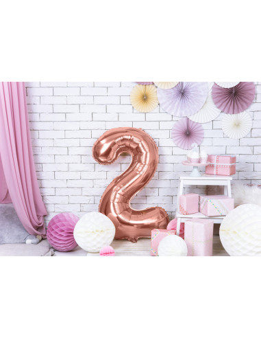 Balon foliowy Cyfra ''2'', 86cm, różowe złoto