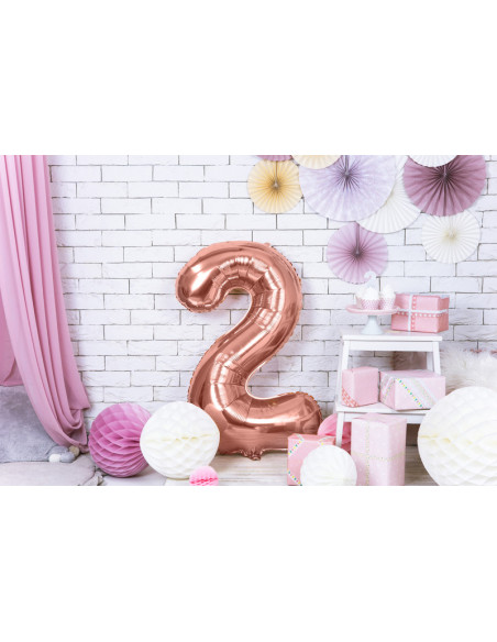 Balon foliowy Cyfra ''2'', 86cm, różowe złoto
