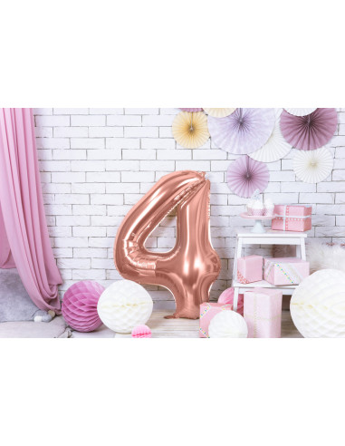 Balon foliowy Cyfra ''4'', 86cm, różowe złoto