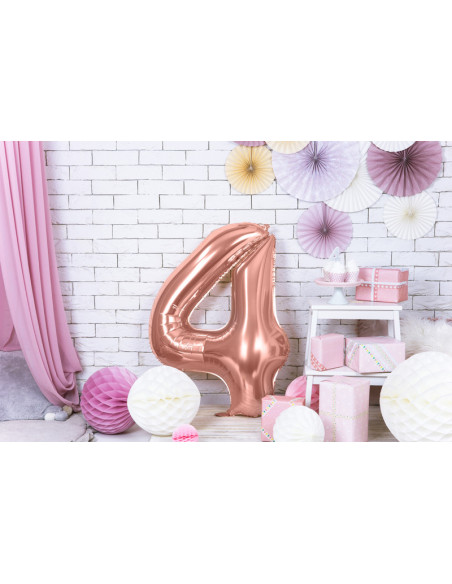 Balon foliowy Cyfra ''4'', 86cm, różowe złoto