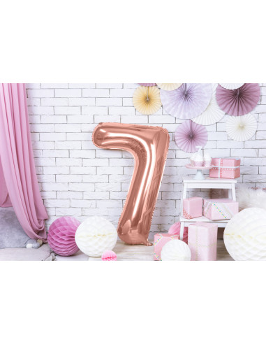 Balon foliowy Cyfra ''7'', 86cm, różowe złoto